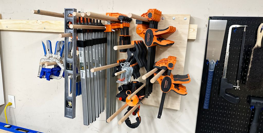 workshop woodworking clamp wall