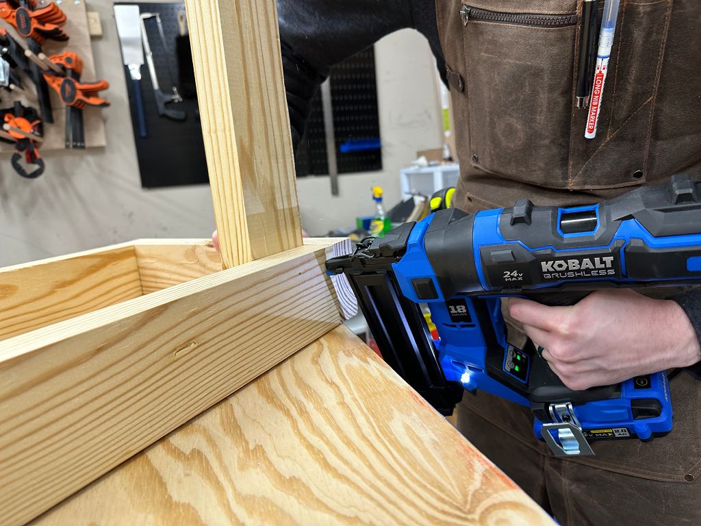 console bookshelf mockup base vertical supports being nailed